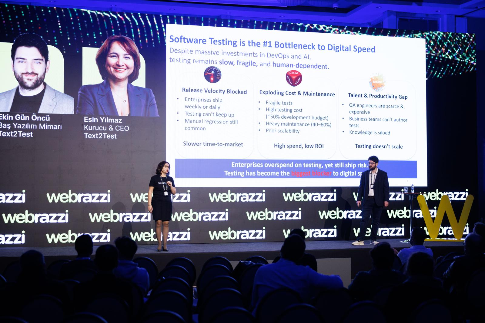Esin Yilmaz and Ekin Gun Oncu presenting at Webrazzi AI 2026 in Istanbul